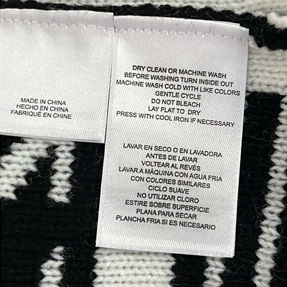 Anne Klein Houndstooth Camilla Poncho Cape / Stripe Trim Full Zip NWT SZ XL - Picture 6 of 14